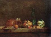 Jean Baptiste Simeon Chardin still life with bottle of olives Spain oil painting artist